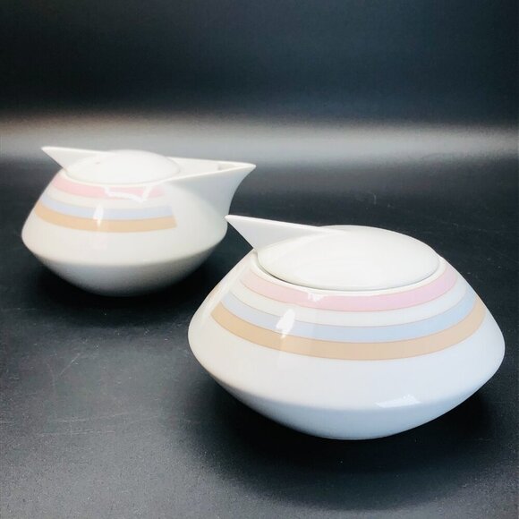 Vintage Ranmaru Tempo PEONY Creamer Sugar Set - Japan - Mid Century - RARE - Picture 2 of 10